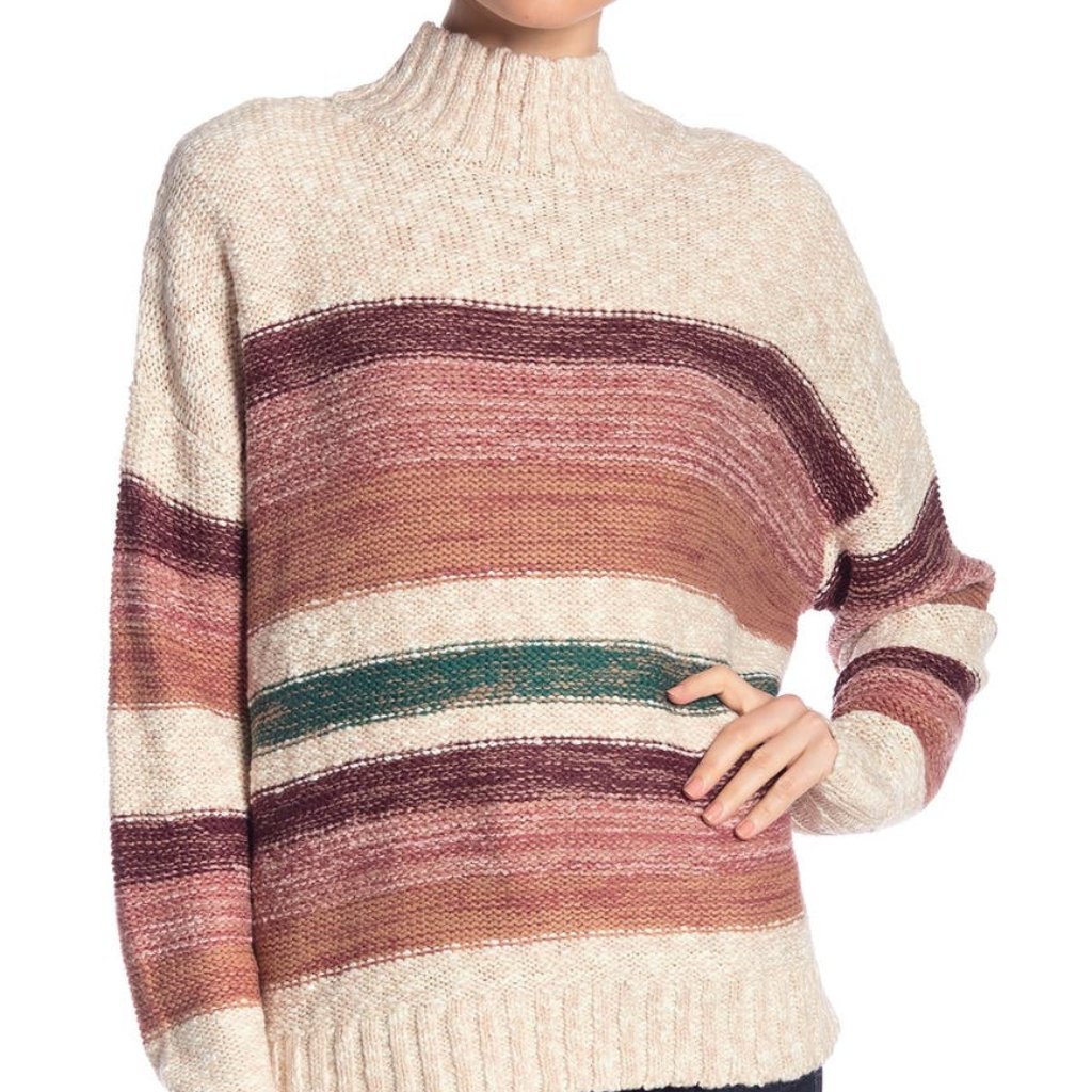 Melrose And Market Striped Turtleneck Sweater M